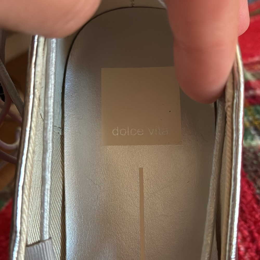 Dolce Vita Metallic Silver Leather Ballet Flats - Picture 3 of 5